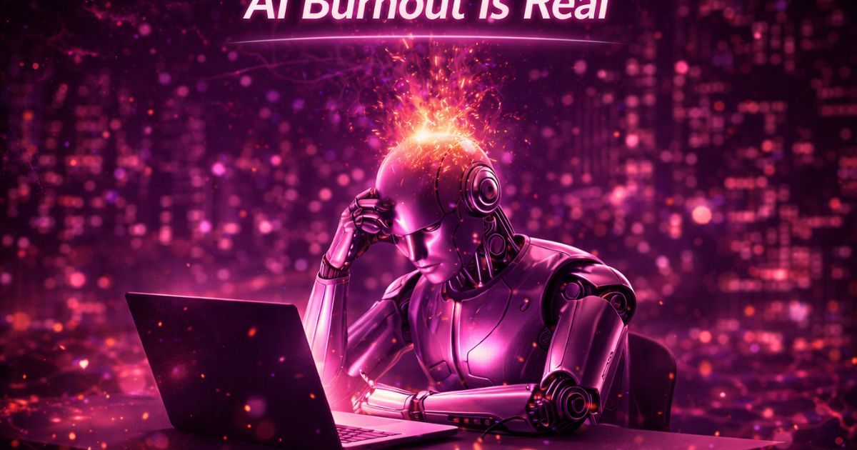 AI Burnout Is Real featured image for a builtwtf post about burnout, overwork, and the hidden cost of AI acceleration